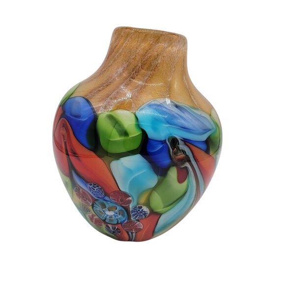 S Puccini Multicolor Murano Glass Art Vase - Picture 3 of 4